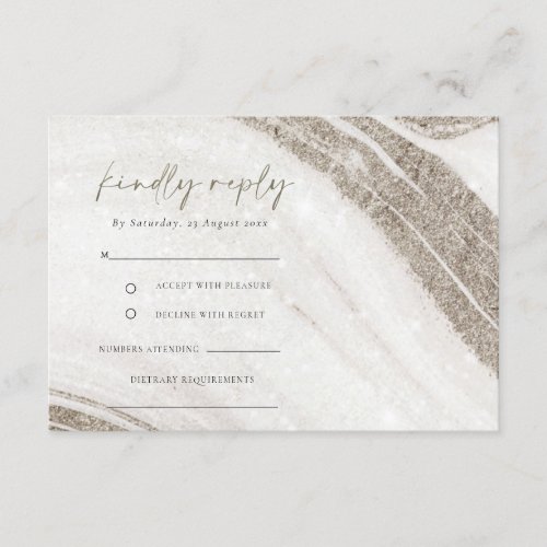 Abstract Pale Gold Marble Agate Wedding RSVP Enclosure Card