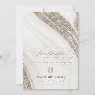 Abstract Pale Gold Marble Agate Wedding Save The Date
