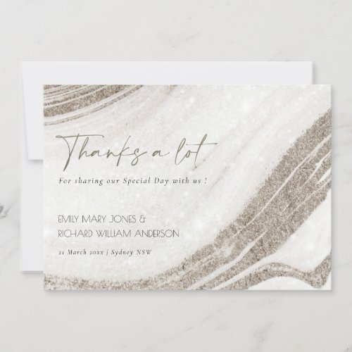 Abstract Pale Gold Marble Agate Wedding Thank You Card