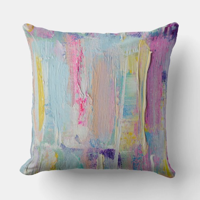 Abstract Palette Knife Painting Pillow (Front)