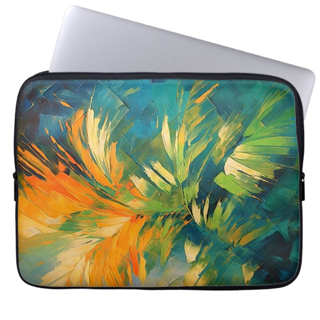 Abstract Palm Burst – Tropical Energy in Motion Laptop Sleeve (Front)