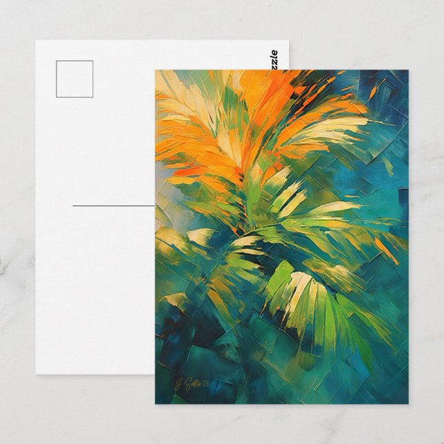 Abstract Palm Burst – Tropical Energy in Motion Postcard (Front/Back)