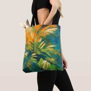 Abstract Palm Burst – Tropical Energy in Motion Tote Bag