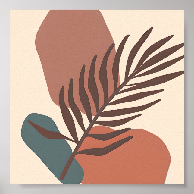 Abstract palm leaf minimalist art poster (Front)