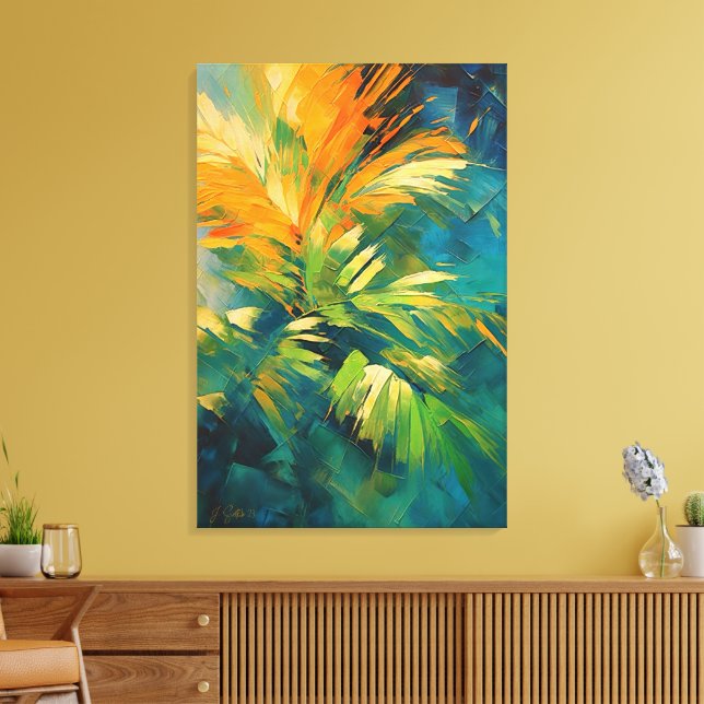Abstract Palm Leaves in Motion  Canvas Print (Insitu(LivingRoom))