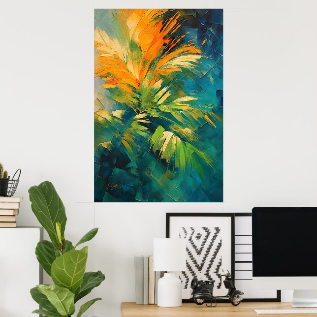Abstract Palm Leaves in Motion  Poster (Home Office)