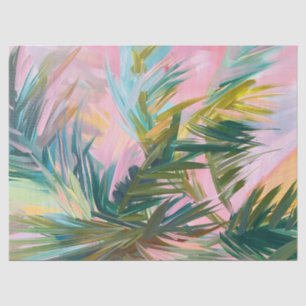 Abstract Palm Tree Frond Pink Background Decoupage Tissue Paper