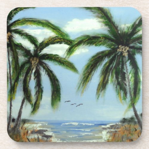 Abstract Palm Trees Beverage Coaster