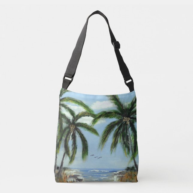 Abstract Palm Trees Crossbody Bag (Front)