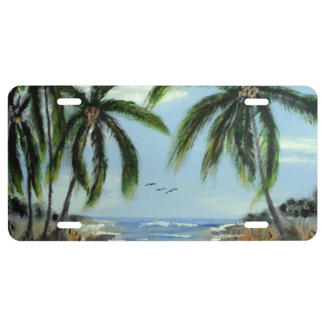 Abstract Palm Trees License Plate (Front)