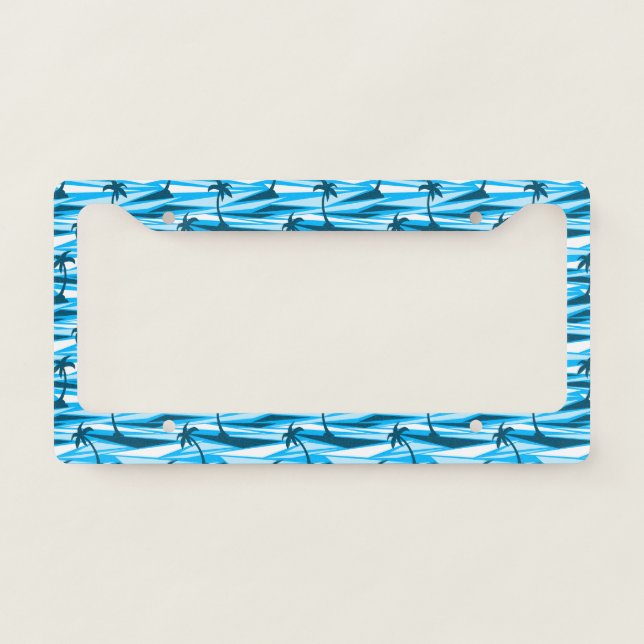 Abstract palm trees license plate frame (Front)