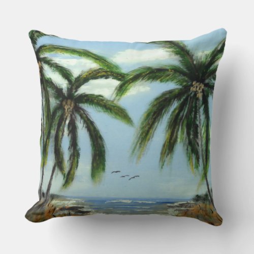 Abstract Palm Trees Throw Pillow