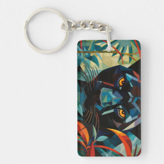 Abstract Panther Acrylic Rectangle Named Keychain