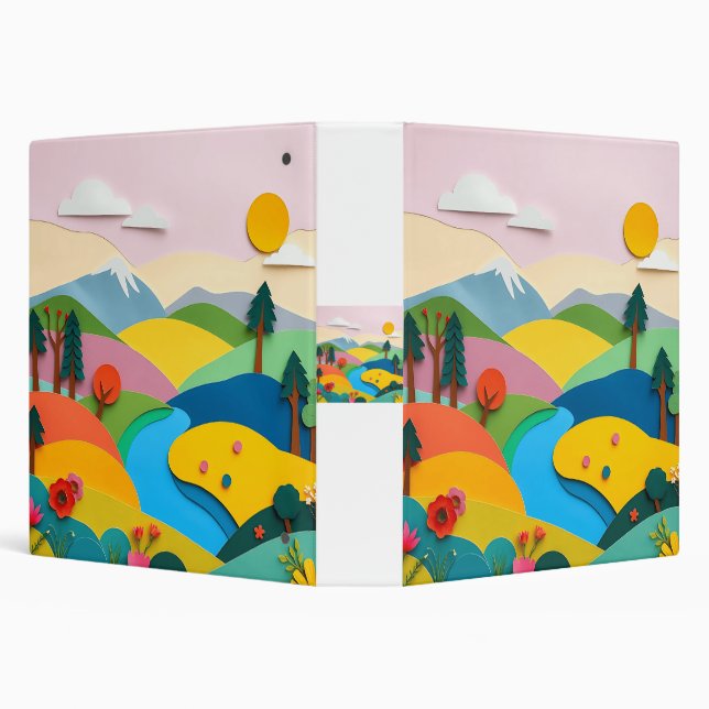 Abstract Paper Collage Landscape 3 Ring Binder (Background)