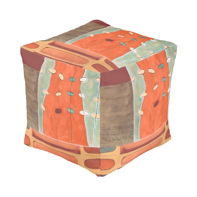 Abstract Parade of Eggs by Erica J Vess Pouf (Angled Front)