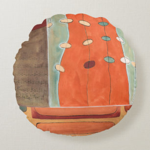 Abstract Parade of Eggs by Erica J Vess Round Pillow