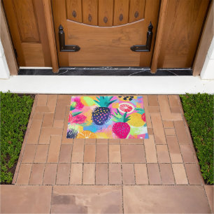 Abstract Paradise Tropical Fruit Fiesta Doormat