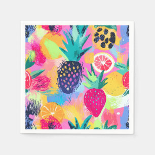 Abstract Paradise Tropical Fruit Fiesta Napkins