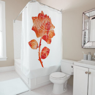 Abstract pasionate coral orange rose flower shower curtain