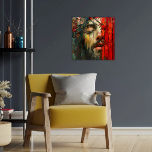 Abstract Passion of Jesus Face Acrylic Print