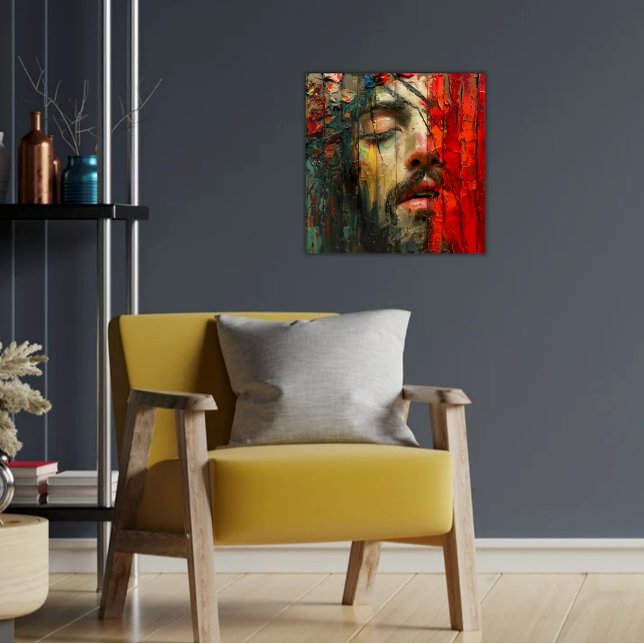 Abstract Passion of Jesus Face Acrylic Print (Passion of Jesus Christ Abstract Face with 3d effect)