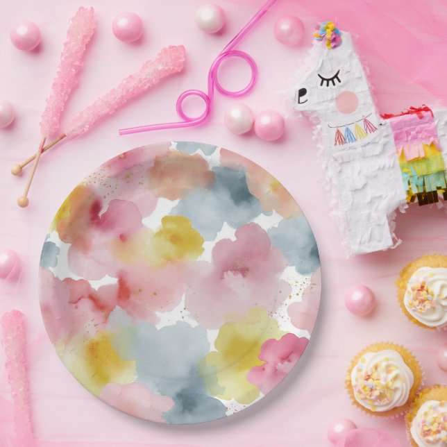 Abstract Pastel Background Paper Plates (Party)