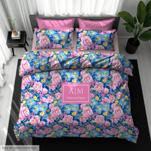 Abstract pastel blue and pink gift for her duvet