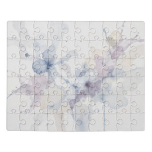 Abstract Pastel Blue and Purple Fluid Ink Splatter Jigsaw Puzzle