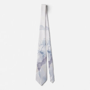 Abstract Pastel Blue and Purple Fluid Ink Splatter Neck Tie