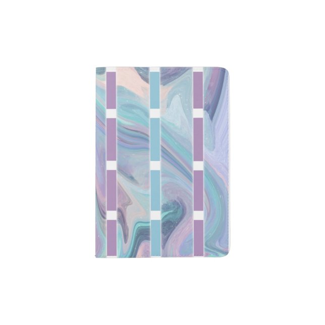 Abstract Pastel Blue and Violet Pattern Passport Holder (Front)