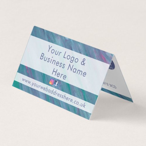 Abstract pastel blue green watercolour business card