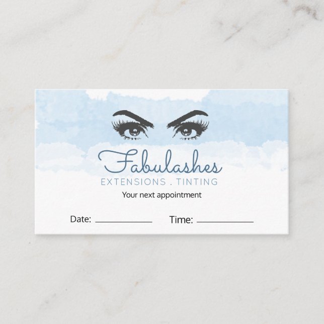 Abstract Pastel Blue Makeup Artist Eyelash Appointment Card (Front)