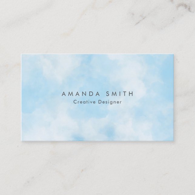 Abstract Pastel Blue Sky Clouds Personalize Business Card (Front)