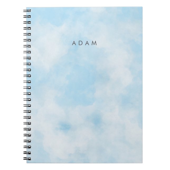 Abstract Pastel Blue Sky Clouds Personalize Notebook (Front)