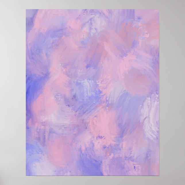 Abstract Pastel Blush Pink and Blue Poster (Front)