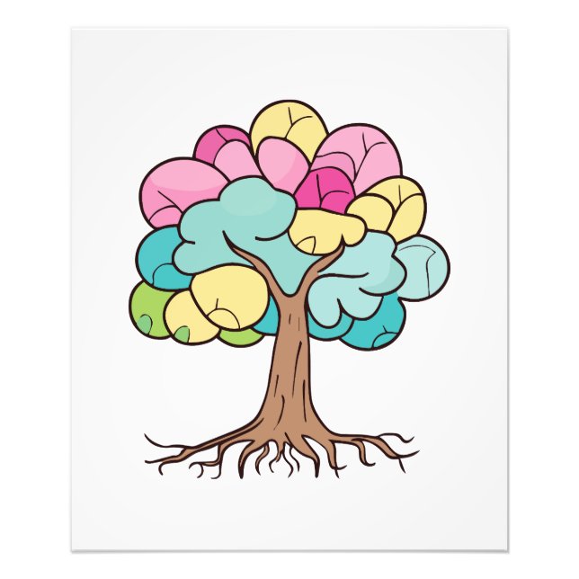 Abstract Pastel Brain Tree Art Print (Front)
