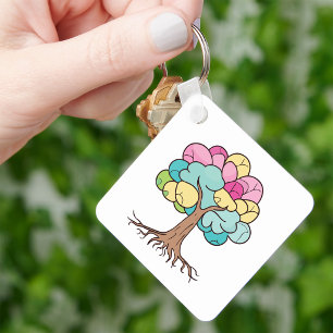 Abstract Pastel Brain Tree Art Print Keychain