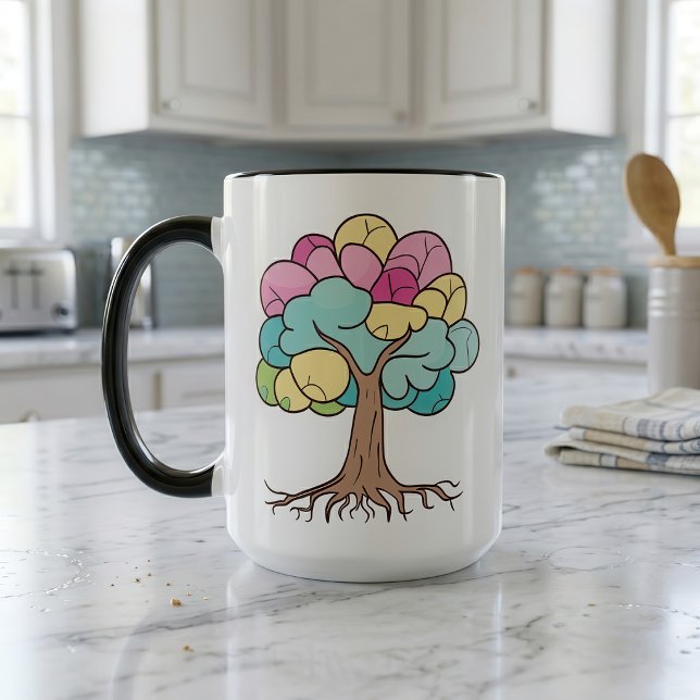 Abstract Pastel Brain Tree Art Print Mug (Abstract Pastel Brain Tree Art Print. Mug)