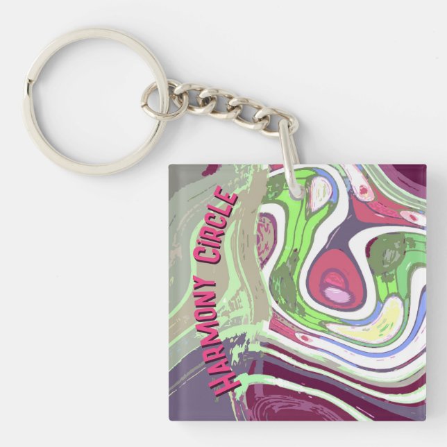 Abstract Pastel Cellular Harmony Circle Keychain (Front)