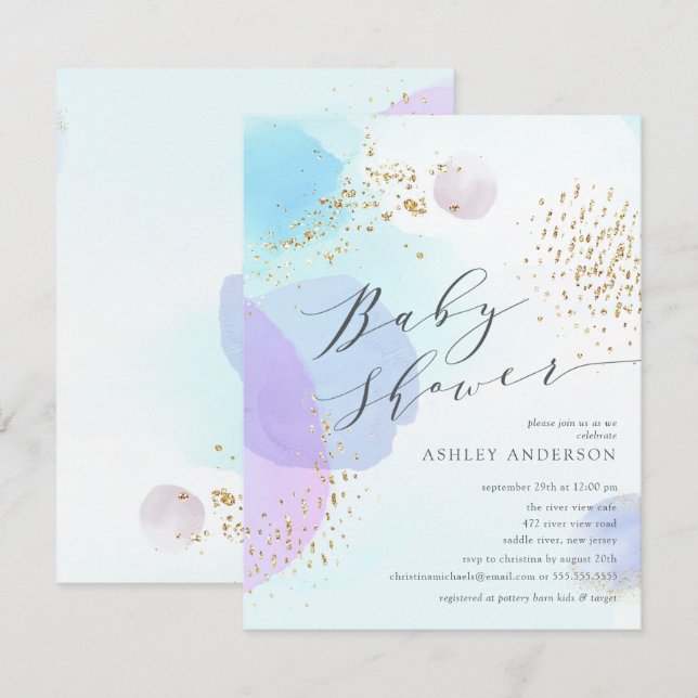 Abstract Pastel Circles Boy Baby Shower Invitation (Front/Back)