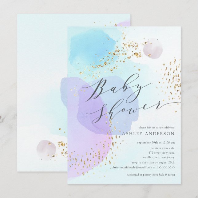 Abstract Pastel Circles Boy Baby Shower Invitation (Front/Back)