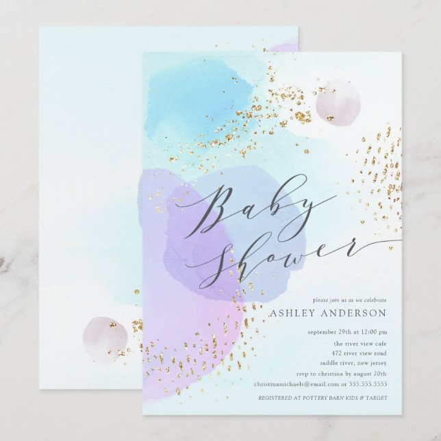 Abstract Pastel Circles Boy Baby Shower Invitation (Front/Back)