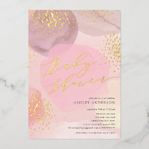 Abstract Pastel Circles Foil Baby Shower Foil Invi Foil Invitation
