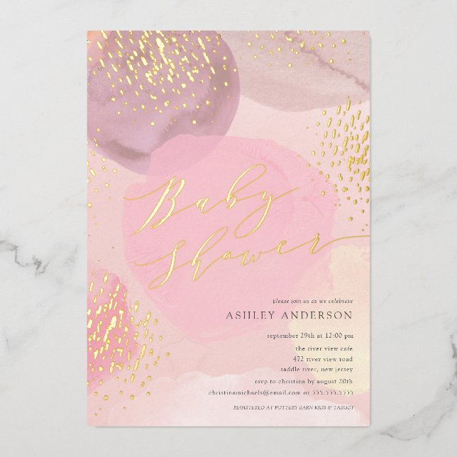 Abstract Pastel Circles Foil Baby Shower Foil Invi Invitation (Front)