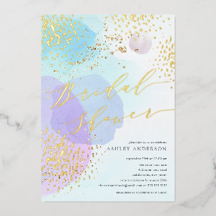 Abstract Pastel Circles Foil Bridal Shower Foil  Invitation