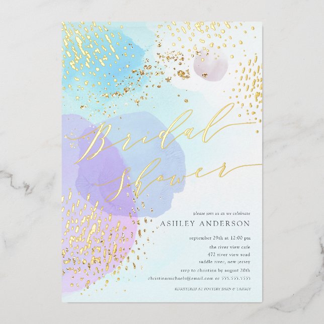 Abstract Pastel Circles Foil Bridal Shower Foil  Invitation (Front)