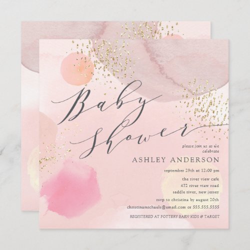 Abstract Pastel Circles Girl Baby Shower Invitatio Invitation