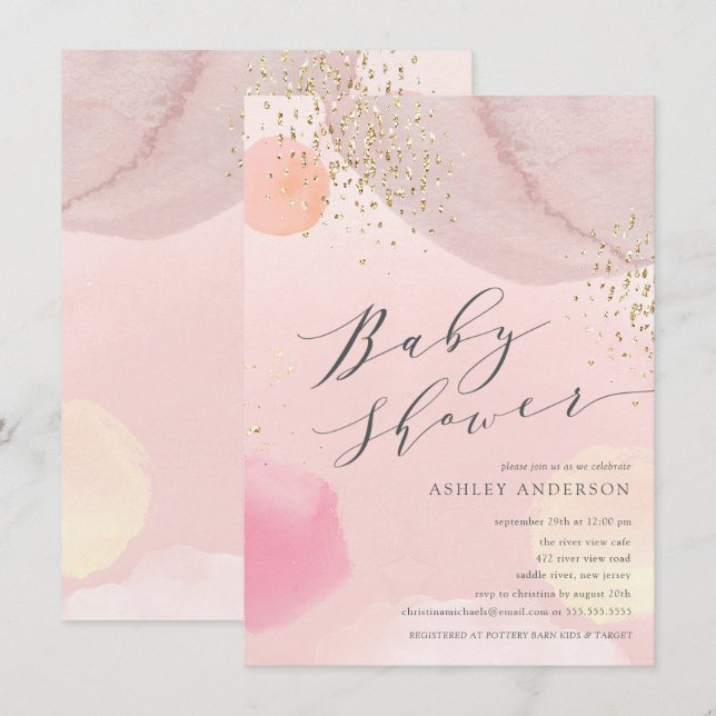 Abstract Pastel Circles Girl Baby Shower Invitatio Invitation (Front/Back)