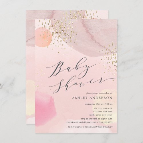 Abstract Pastel Circles Girl Baby Shower Invitatio Invitation