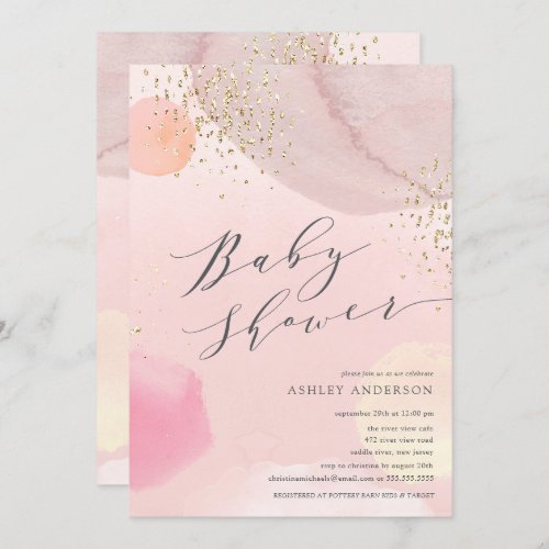 Abstract Pastel Circles Girl Baby Shower Invitation